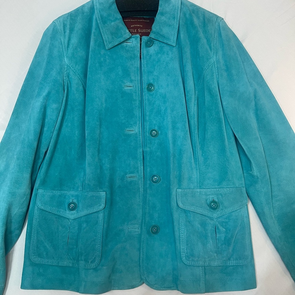 Eddie Bauer Turquoise Suede Leather Jacket